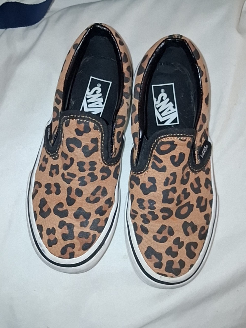 Vans Kids Leopard Print Slip-On Sneakers - Brown & Black